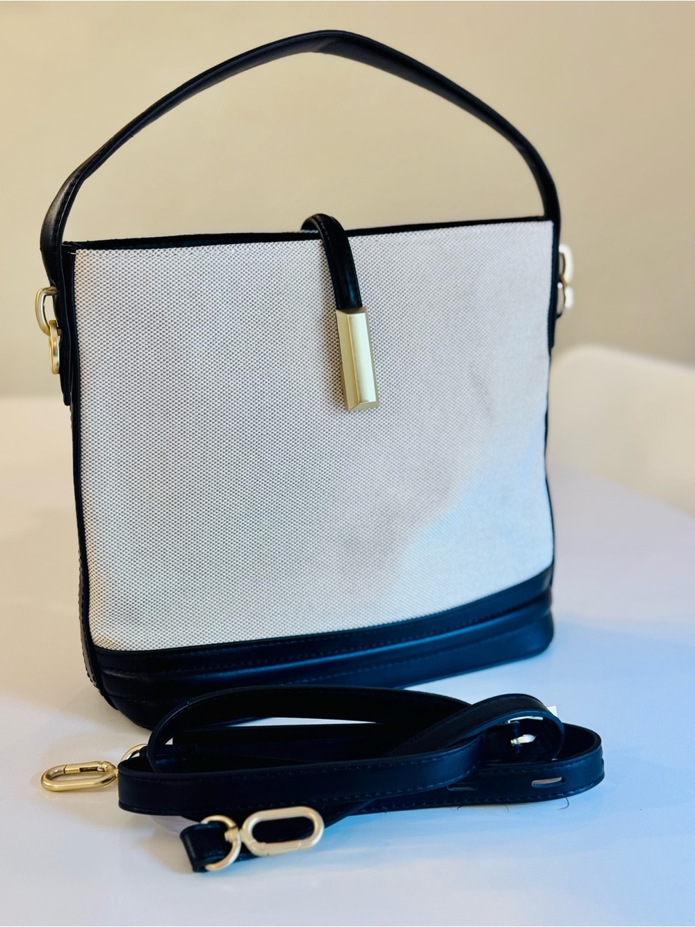 The Primark Edit Two-Tone Convertible Handbag – Top Handle & Shoulder Strap